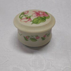 Vintage Lefton APRIL antique ivory and pink trinket dish